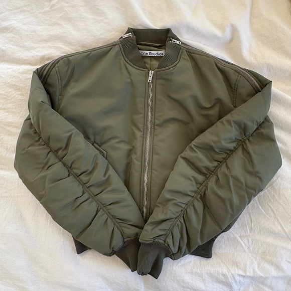Acne Studios Olive Bomber Jacket - Picture 2 of 15